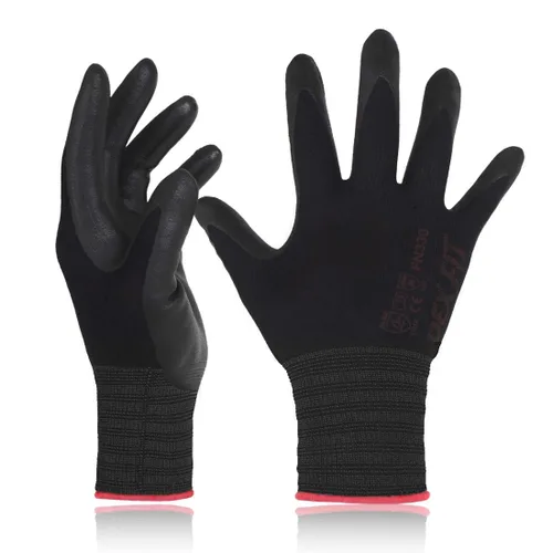 Miniatura 16 de DEX FIT FN330 - Guantes de trabajo de nitrilo, ajuste elástico 3D, agarre potente, táctil inteligente, recubierto de espuma resistente, fino