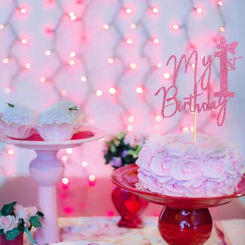 Miniatura 3 de Decoración para pastel de primer cumpleaños, decoración de pastel de Miss Onederful, decoraciones de fiesta de primer cumpleaños para niña, Rosa