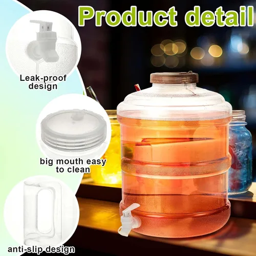 Miniatura 3 de Paquete de 2 dispensadores de bebidas, disponible en 3 y 5 galones, recipiente grande de plástico para bebidas con espita y tapa para fiestas