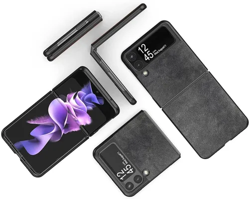 Miniatura 9 de Foluu Funda para Samsung Galaxy Z Flip 3 5G, Galaxy Z Flip 3 5G, piel sintética + carcasa de policarbonato duro ultra fina y duradera funda