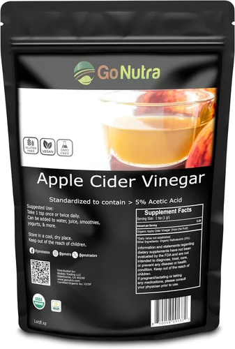 Miniatura 8 de Go Nutra Polvo de vinagre de sidra de manzana orgánico de 8 onzas. Polvo de sidra de manzana de ácido acético natural ACV al 5% para cocinar