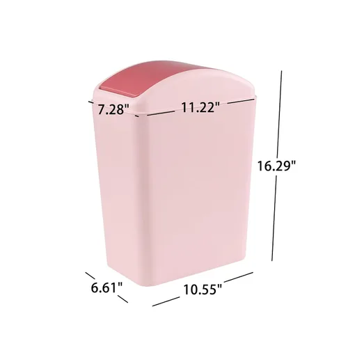 Miniatura 2 de bote de basura, tapa de plástico, 4 galones/15 litros Rosa