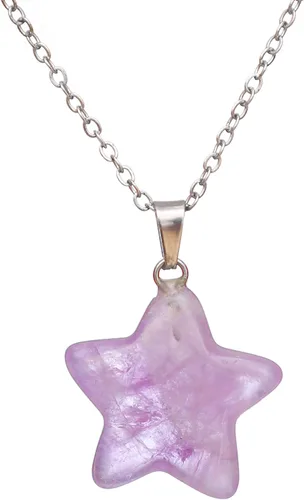Collar con colgante de estrella de piedra natural con cristales curativos, colgante de estrella de piedra natural, Piedra, No es una piedra preciosa