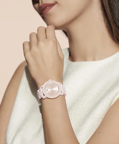 Miniatura 4 de Movado Bold Blush - Estuche de acero de cerámica para mujer, color rubor