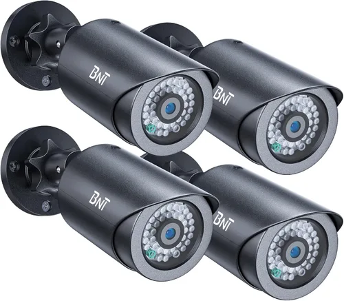 Miniatura 9 de BNT Cámara de seguridad falsa con energía solar, cámara de vigilancia falsa en forma de bala con luz LED roja para noche, calcomanía de advertencia
