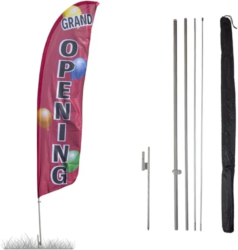 Miniatura 9 de Vispronet Kit de bandera de plumas de globo de gran apertura, asta de bandera Swooper de 13 pies con estaca para el suelo, base cruzada, bolsa