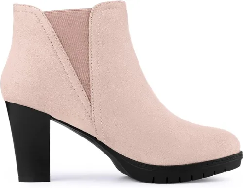 Miniatura 7 de Allegra K Botines Chelsea con tacón redondo y puntera redonda para mujer