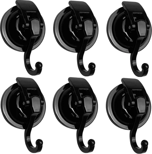 Miniatura 20 de Ganchos con ventosa, vidrio resistente, reutilizable, sin perforaciones, para bata de baño y guirnalda (plata, paquete de 4)