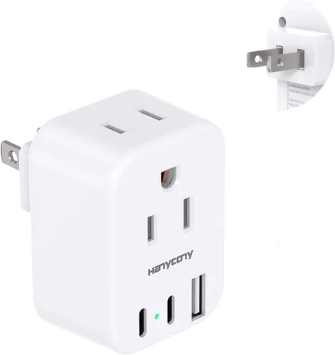 Miniatura 14 de Adaptador de enchufe de viaje europeo USB C, adaptador de enchufe internacional HANYCONY de EE. UU. a Europa, enchufe de 2 tomas, 3 puertos USB