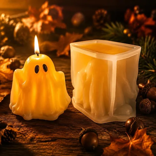 Miniatura 5 de Moldes 3D de fantasmas de Halloween para hacer velas, fundición de resina y decoración de bricolaje Halloween 3D ghost mold, reusable & flexible