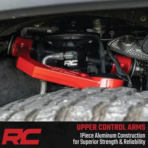 Miniatura 5 de Rough Country Brazos de control superiores de aluminio forjado para Toyota Tundra (2007-2021) con elevación de 3.5 pulgadas, paquete de 2, rojo