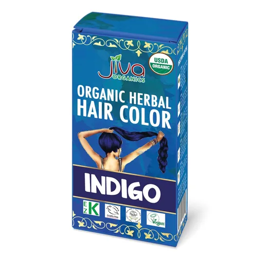 Jiva Organic Indigo - Tinte en polvo para el cabello, 100% puro, certificado orgánico, sin productos químicos, kosher, vegano, libre de crueldad,