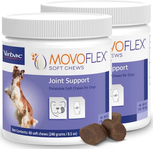 MOVOFLEX Suplemento de apoyo suave para cadera y articulaciones para perros medianos, 120 unidades por Virbac