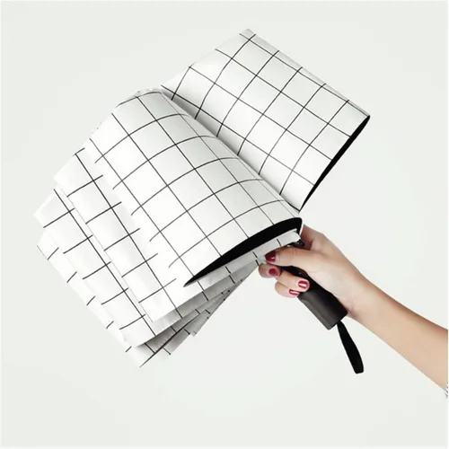 Miniatura 5 de URAWESO Plaid Parasol Sun Protection UV Blocking Compact Folding Travel Umbrella for Walking