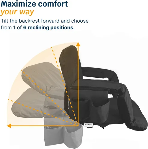 Miniatura 7 de Alpcour Asiento plegable para estadio – Silla de apoyo para adultos amplios reclinables de lujo para adultos para blanqueadores – Mejor extra grueso