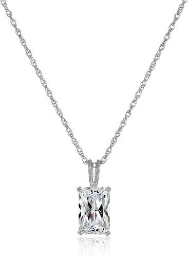 Morgan & Paige Collar con colgante de circonita cúbica de corte de lágrima o esmeralda chapado en platino de 38 pulgadas, Circonia cúbica