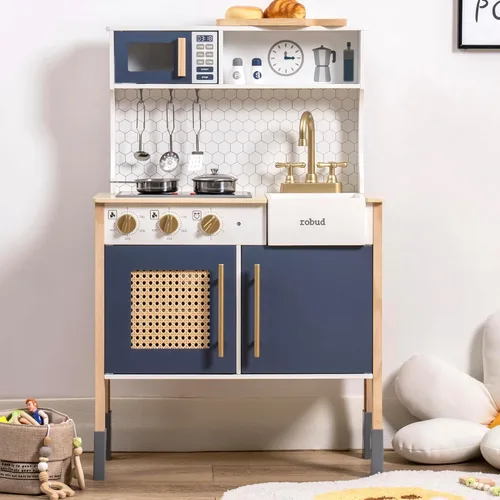 Miniatura 7 de ROBUD Juego de cocina, juego de cocina de madera para niños con sonidos y luces, juego de cocina de juego de simulación para niños pequeños, regalo