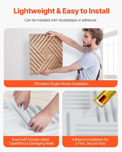 Miniatura 6 de VEVOR Paneles de pared 3D, paquete de 12 unidades de 19.7 x 19.7 pulgadas de PVC, azulejos de sal minimalistas de arte moderno, panel de acento