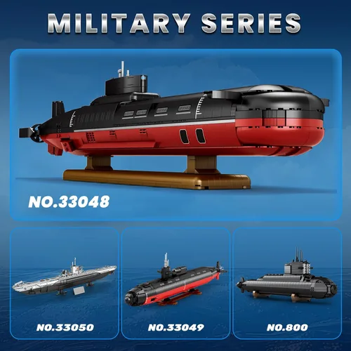 Miniatura 8 de Reobrix Juego de construcción de submarino nuclear para adultos, kit de modelo de submarino nuclear de clase tifón, decoración coleccionable