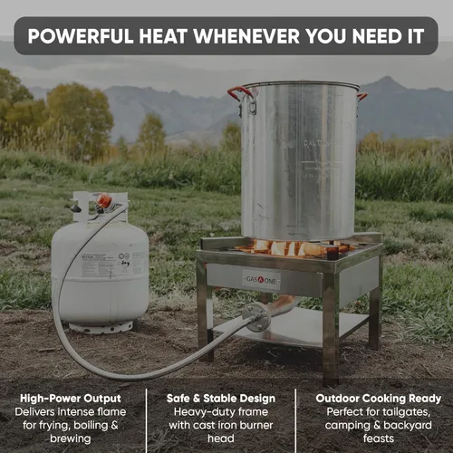 Miniatura 6 de GasOne Quemador Cocinador de Propano de Acero Inoxidable Con Regulador con Manguera Trenzada de Acero Para Cocinar al Aire Libre, Freír Pavo