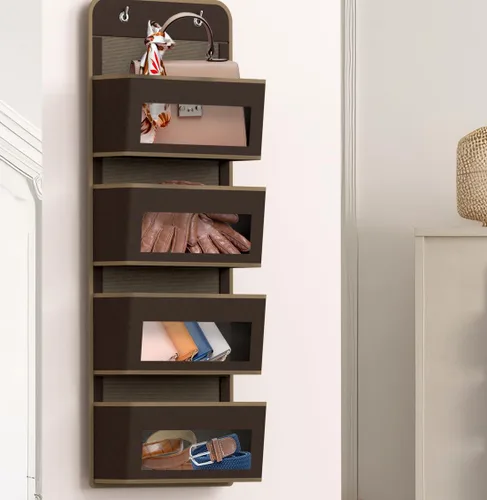 Miniatura 5 de Simple Houseware Organizador con 4 bolsillos con ventana transparente para colgar sobre la puerta del armario, para dormitorio, baño, despensa