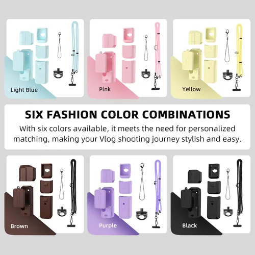 Miniatura 2 de Funda de Silicona para Pocket 3 y Cordón para el Cuello, Funda Protectora con Protector de Lente Resistente a Rayones, Ajustable, Fácil