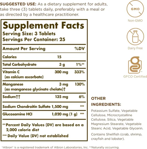Miniatura 2 de Solgar Complejo de glucosamina condroitina extra fuerte, 75 tabletas