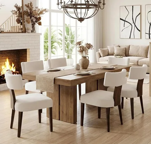 Miniatura 34 de Shunzhi Juego de 2 sillas de comedor modernas de mediados de siglo, sillas tapizadas de madera para comedor, sillas de cocina estilo granja, sillas