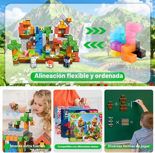 Miniatura 5 de Annexfun 300 unidades de bloques magnéticos - Bloques magnéticos de construcción, imanes apilables para niños, juguete sensorial para STEM