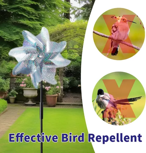 Miniatura 5 de 10 molinillos reflectantes plateados de 21 pulgadas con estacas, molinos de viento para decoración de jardín al aire libre, césped, decoración