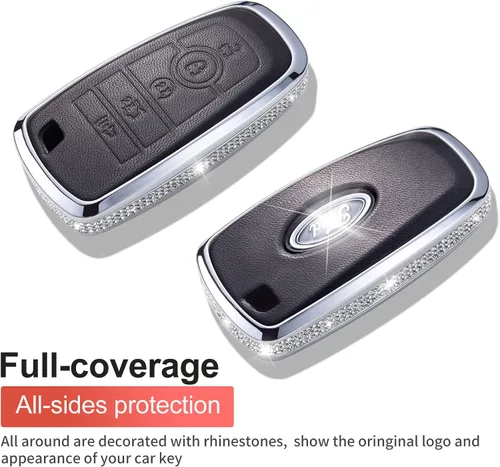 Miniatura 3 de Funda para Llave Ford con Llavero, Protector de Estuche de Llave de Cuero con Cristal Compatible con Ford Fusion F150 F250 F350 F450 F550 Edge