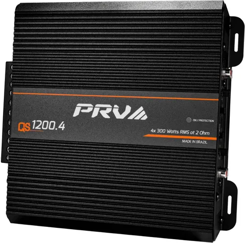 PRV Audio QS1200.4 Amplificador de audio para coche compacto de 4 canales de 2 ohmios 4 x 310 vatios RMS a 2 ohmios - Estéreo de alta potencia de 12
