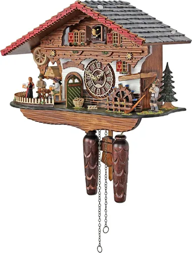 Miniatura 2 de Trenkle Reloj de cuco de cuarzo Casa de la Selva Negra con Camarera Móvil y Rueda de Molino Giratorio, con Música TU 4210 QMT HZZG