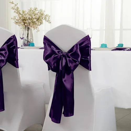 Miniatura 3 de Horbaunal Paquete de 12 caminos de mesa de satén morado de 12 x 108 pulgadas, caminos de mesa suaves para banquetes de boda, fiesta de cumpleaños