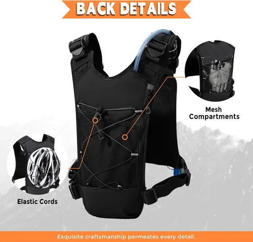Miniatura 4 de Chaleco de hidratación al aire libre para correr y senderismo, mochila de agua ligera y transpirable con vejiga de 2.0 L, bolsa de pecho sin rebote