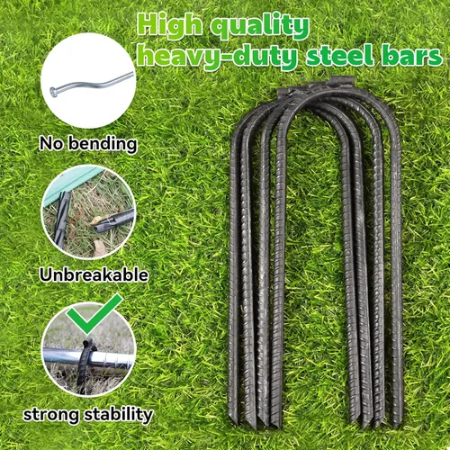 Miniatura 7 de Trampolín de refuerzo extra grande de 10 x 3 pulgadas, estacas de viento de seguridad, estaca en U de acero resistente, color negro