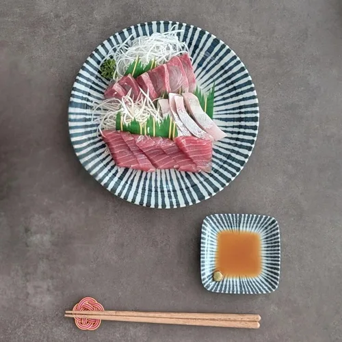 Miniatura 3 de Juego de platos japoneses, azul índigo, platos para servir, regalo, juego de 2, 8.7 pulgadas 2 unidades redondas de 8.7 pulgadas