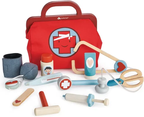 Tender Leaf Toys - Bolsa de doctor - Kit médico de juguete de simulación de doctor - Promueve el juego de rol imaginario y creativo, ayuda a crear