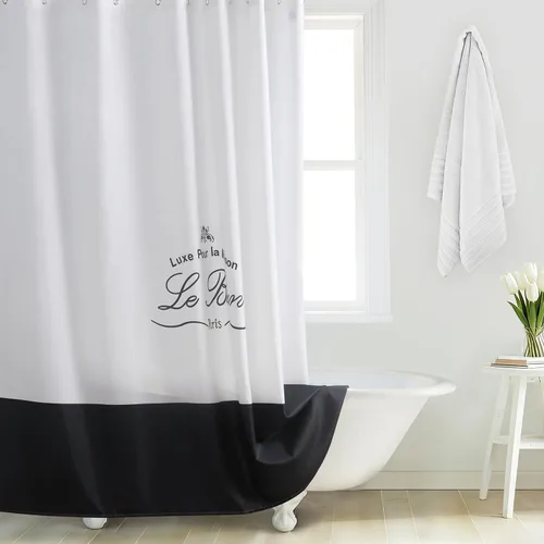 Miniatura 7 de Le Bain - Cortina de ducha impermeable de poliéster para baño, 72 pulgadas de ancho x 72 pulgadas de alto Zebra-black