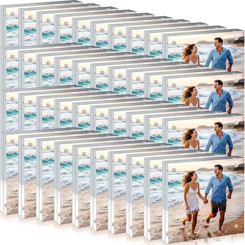 Miniatura 14 de Handepo Paquete de 30 marcos de fotos acrílicos transparentes de 4 x 4 pulgadas, marcos de fotos magnéticos de doble cara, 0.787 in de grosor, sin