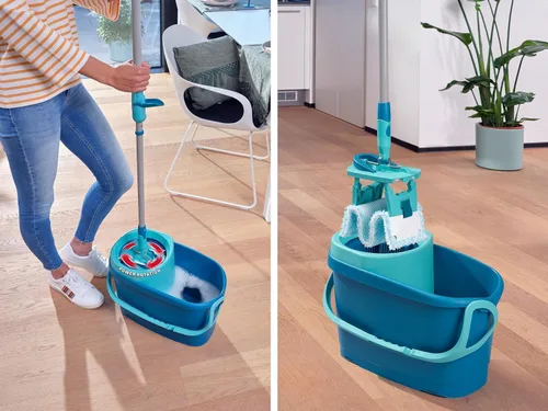 Miniatura 4 de Leifheit Clean Twist M Ergo - Juego de trapeador y cubo, trapeador de 13.0 in de ancho, giro controlado por humedad, fregona giratoria de limpieza