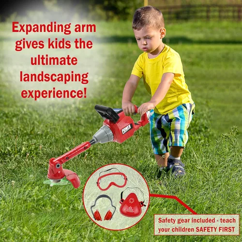Miniatura 3 de Juguete recortador de malezas para niños pequeños, herramientas y equipos de jardinería con luces y sonidos, incluye máscara de gafas de seguridad