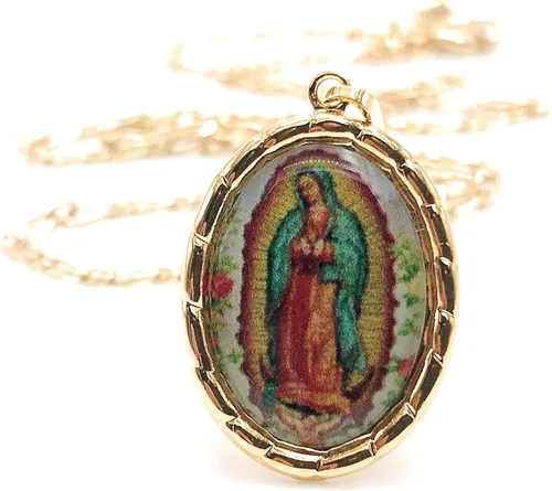 Miniatura 2 de LESLIE BOULES Virgen de Guadalupe - Collar con medalla de 175 pulgadas de largo cadena chapada en oro Metal