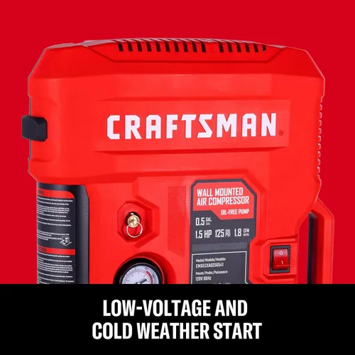 Miniatura 9 de CRAFTSMAN Compresor de aire de montaje en pared con kit de accesorios de 8 piezas, inflador de neumáticos, compresor de aire portátil y silencioso