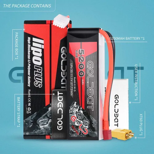 Miniatura 5 de GOLDBAT 5200mAh 60C 11.1V 3S Lipo RC Batería corta con conector T Softcase Pack para RC Car Truck Quadcopter Avión Helicóptero Barco