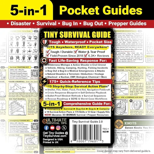 Miniatura 6 de Pequeña guía de supervivencia – Manual de bolsillo de preparación de emergencia Micro EDC para camping, senderismo, bushcraft, SAS y primeros
