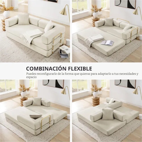 Miniatura 3 de Sofá cama plegable convertible 4 en 1, sofá de 78 pulgadas sin estructura rígida con marco de forma fija, sofá biplaza de pana con cama extraíble