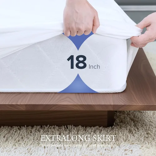 Miniatura 4 de Protector de colchón impermeable tamaño Queen, funda de cama de bolsillo elástico profundo, lavable a máquina, suave, transpirable, sin ruido