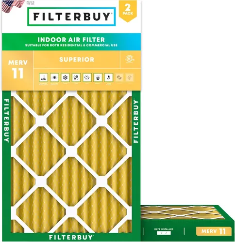 Miniatura 13 de Filterbuy Filtro de aire MERV 11 de 8 x 14 x 1 pulgadas para defensa de mascotas y alergias (paquete de 2), filtros electrostáticos plisados