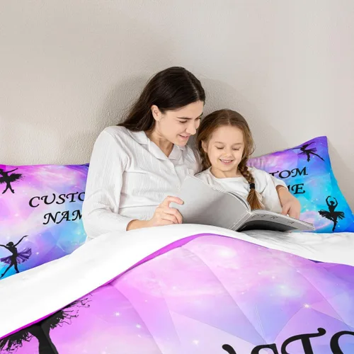 Miniatura 146 de Erosebridal Juego de ropa de cama de princesa de ballet, tamaño Queen, juego de edredón de 3 piezas para niñas bailarinas de ballet, lindo juego